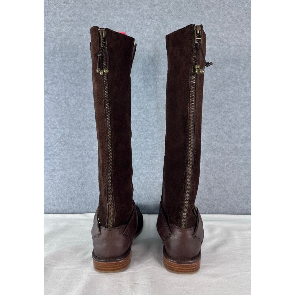 Olukai Women's sz 6 Holo Lio Chocolate Brown Suede Full Zip Riding Boot Harness - Picture 4 of 10